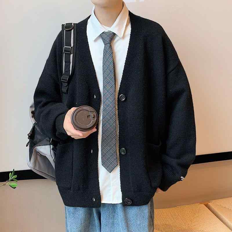 ニット カーディガン メンズ Vネック 長袖 無地 春秋 普段使い ルームウェア 部屋着 トップス 韓国風 ..