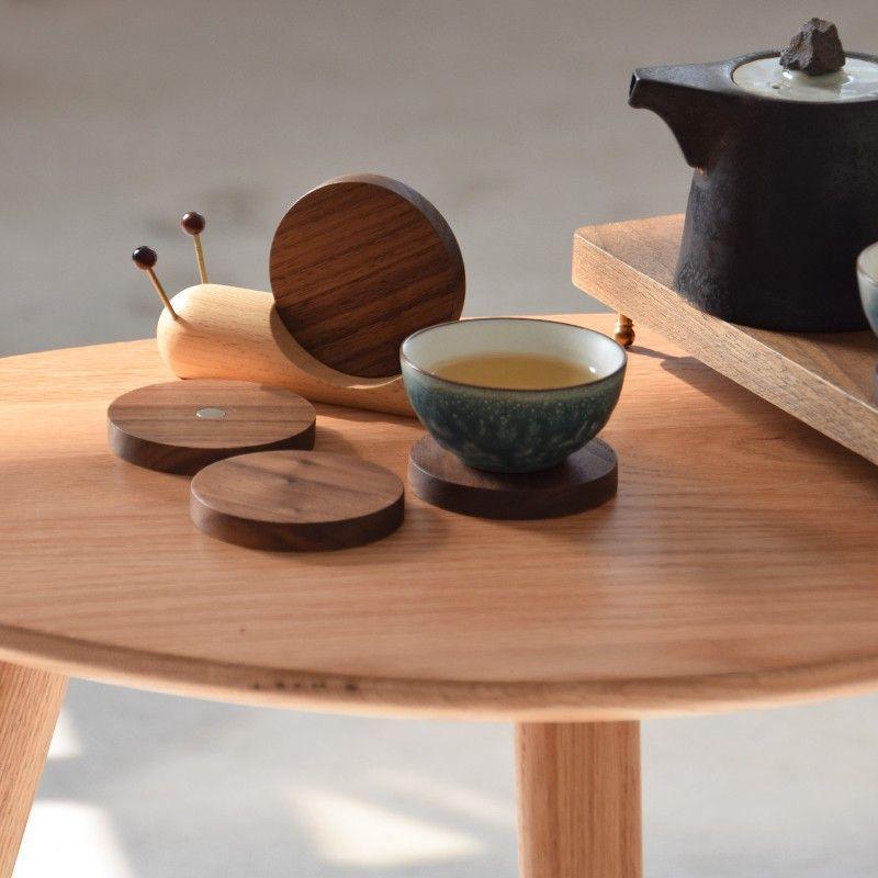 茶托 木製 北米産ブラックウォールナット カタツムリ 茶道 断熱 コースター かわいい おしゃれ ウッド あたたかみ 普段使い