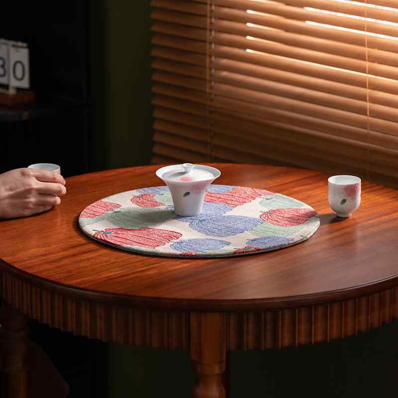 茶席 南瓜柄 円形 断熱マット 茶布 小さいサイズ コットンリネン テーブルマット レトロ 禅風 ティーマ..