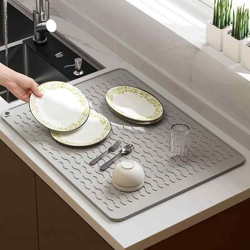 マット キッチン台 保護マット 排水マット シリコンマット 耐熱マット テーブルマット 正方形 40 30cm 45 40cm 55 45cm 55 65cm 60 70cm グレー 緑色 白色