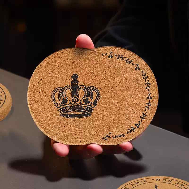 鍋敷き コースター 木製 彫刻ロゴ入り 断熱 シンプル 円形 10枚セット 鉄塔 クラウン 花輪