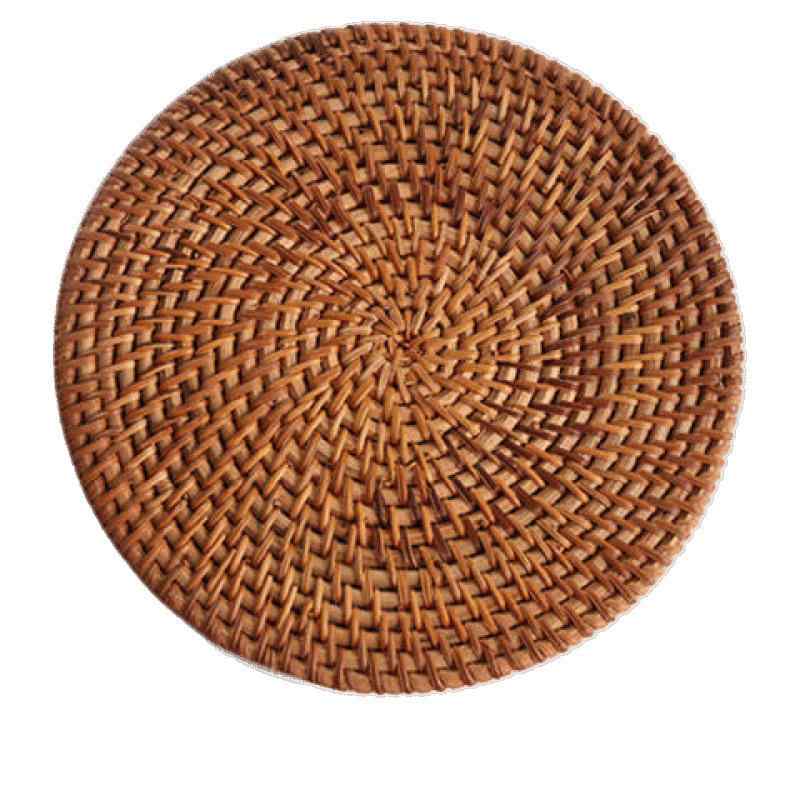 茶托 籐編み コースター 鍋敷き 鉄合金 断熱 耐熱 碗 プレート シンプル 花柄 青花瓷 中国結び 8cm 10cm 13cm 16cm 18cm 20cm セット