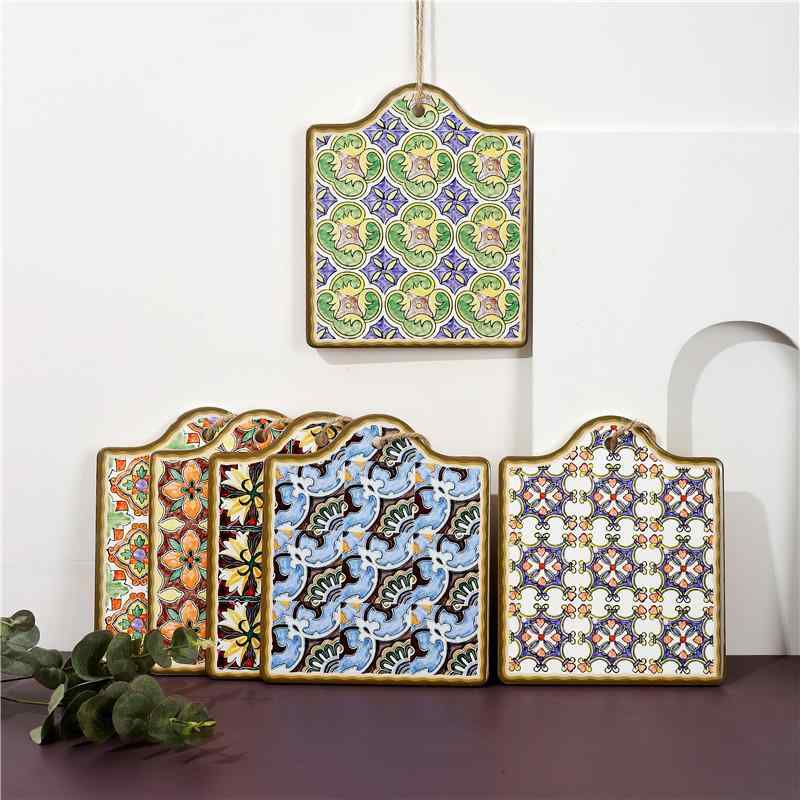 鍋敷き レディース 断熱 鍋つかみ ミトン 陶器 花柄 レトロ アンティーク調 スクエア型 かわいい(3)