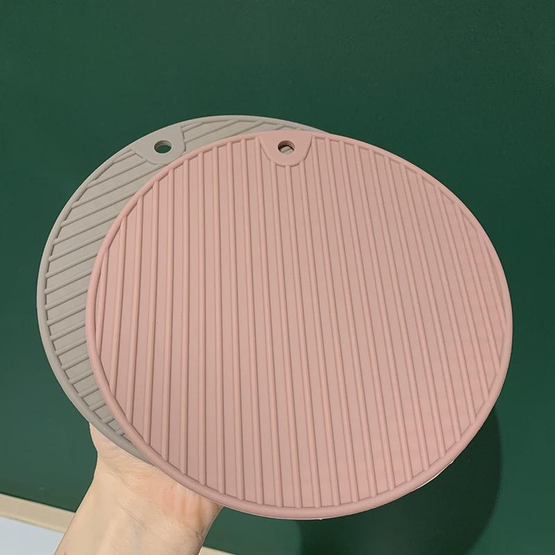 鍋敷き 鍋つかみ 断熱パッド グラスマット 滑り止め シリコン 凹凸 テクスチャ 柔らかい ラウンド グレー ピンク