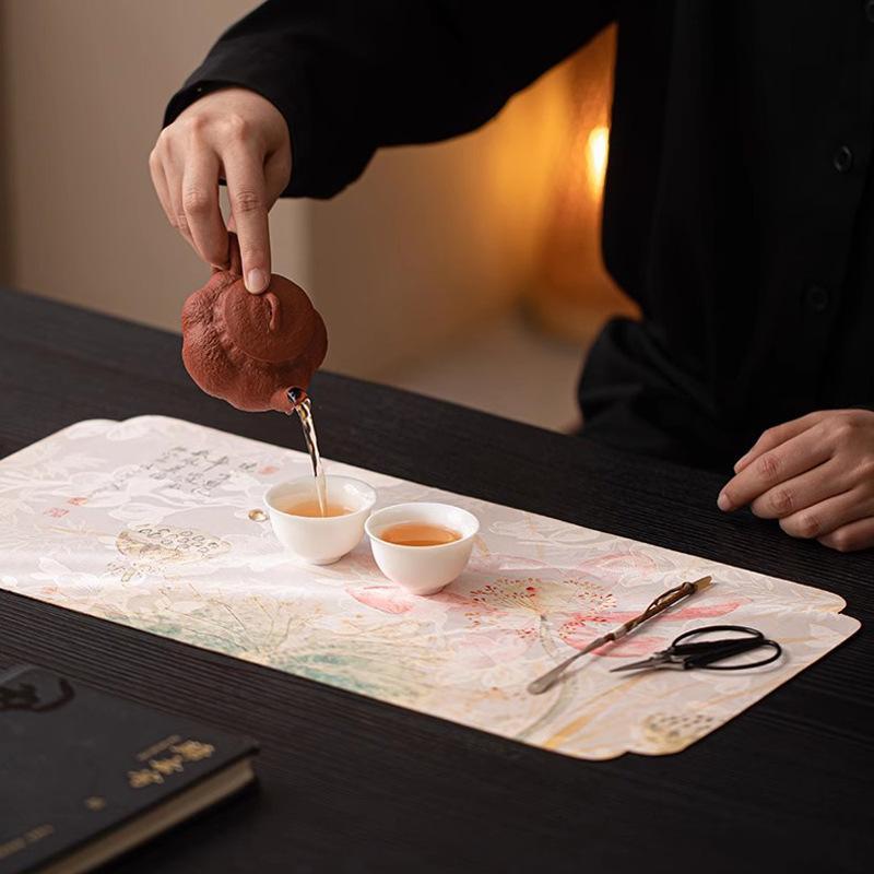 茶席 禅意 茶盤マット テーブルクロス 翠竹 鳥語花香 並蒂蓮花 新中式 雲紗 上品 ティーマット