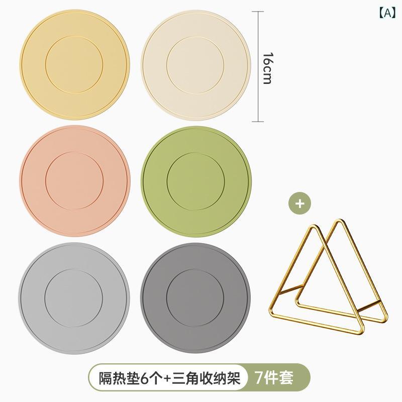 鍋敷き シリコン 断熱マット コースター 耐熱パッド 食器マット 鍋つかみ グラスマット 家庭用 キッチン用品 シンプル 無地 16cm 22cm