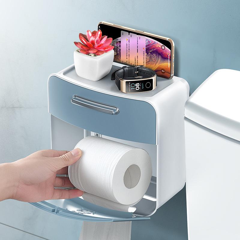 トイレットペーパーホルダー 壁掛け 穴あけ不要 防水 浴室 トイレ ペーパータオル ホルダー 収納 ASB材..