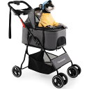 Pandaloli ペットカート ベビーカー 犬 バギー:小型犬 中型犬 猫 多頭 カート 4輪 軽量コンパクト 飛び出し防止リード2本付き 前輪360°回転 後輪ブレーキ付き 折りたたみ 組み立て簡単 耐荷重20K(4)