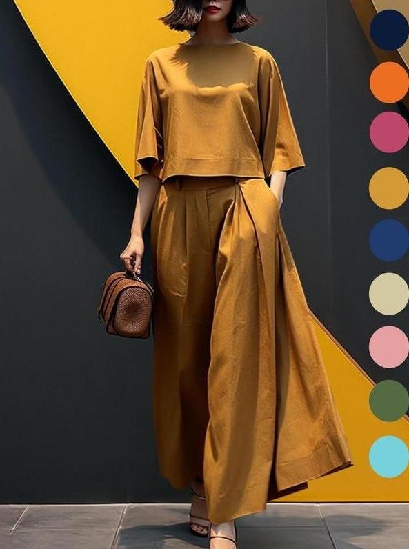 セットアップ レディース 春秋 韓国風 ファッション ブラウス ワイドレッグパンツ ゆったり エレガント..