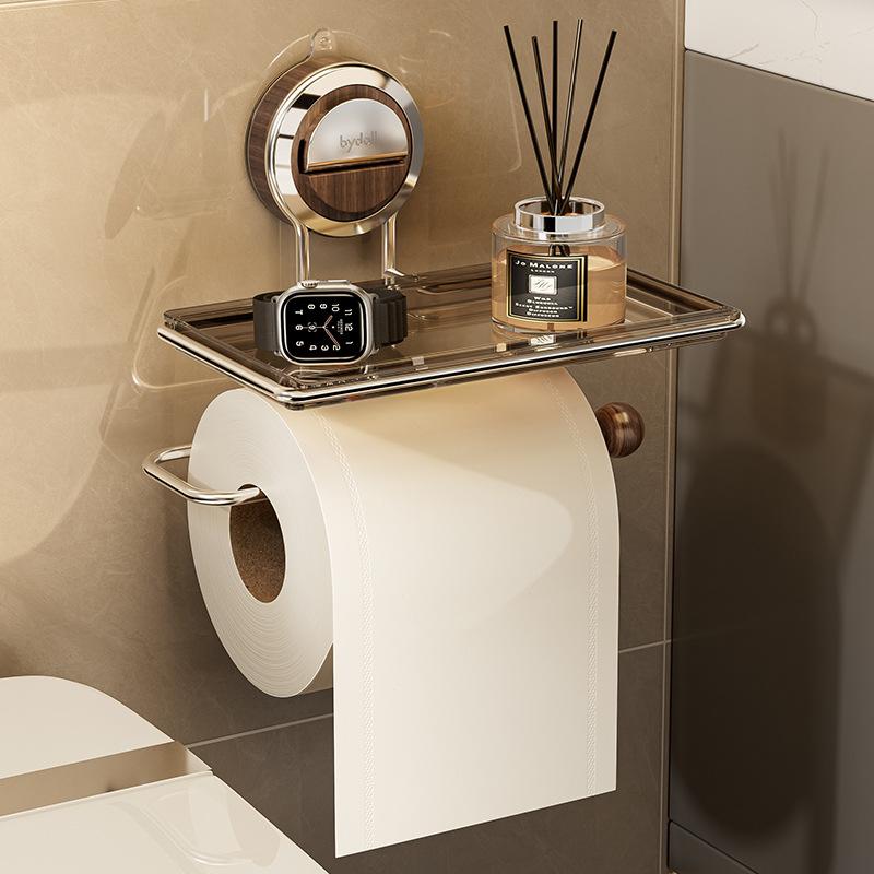 トイレットペーパーホルダー 北欧風 ロールペーパーホルダー 吸盤式 壁掛け 穴あけ不要 トイレ 洗面所 ..