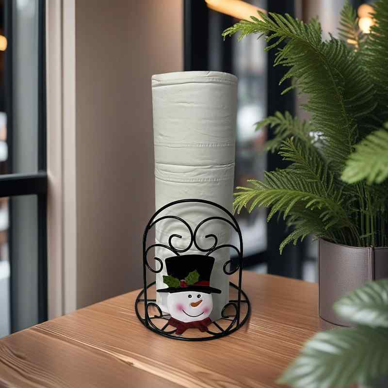 トイレットペーパーストッカー アイアン 雪だるま トイレットペーパーホルダー 自立式 アンティーク調 ..