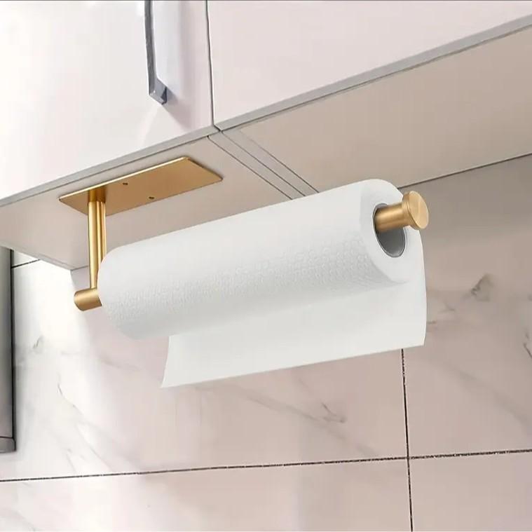 キッチンペーパーホルダー 壁掛け ステンレス製 ロールペーパーホルダー タオルホルダー 銀色 黒色 金色
