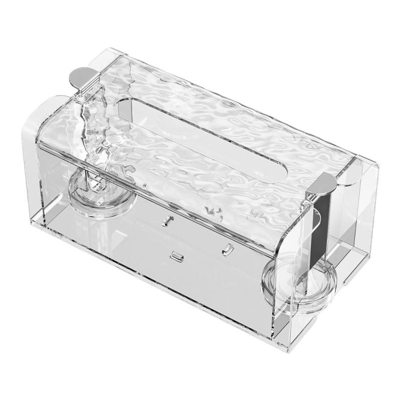 ティッシュボックス 壁掛け 粘着式 トイレ 洗面所 ペーパータオルホルダー ロールペーパー 多用途 アク..