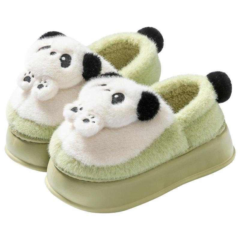 ルームシューズ レディース 厚底 スリッパ かわいい パンダ ぬいぐるみ あったか 秋冬 防寒 EVA 滑り止め ピンク グリーン カーキ ブラック