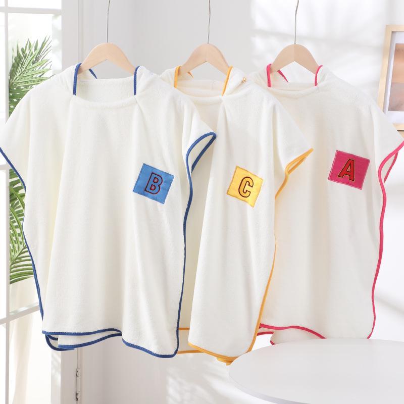 ベビー バスローブ ポンチョ 男女児 柔らかい 吸水性 フード付き コーラルベルベット 綿 春夏 プール 海水浴 水遊び お風呂上がり