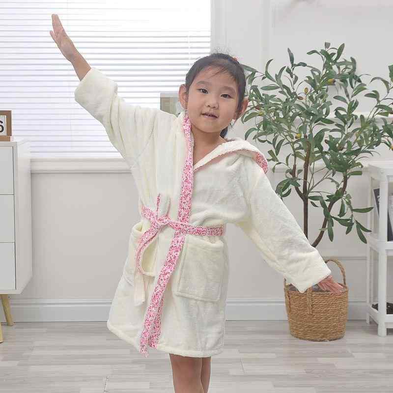 ベビー バスローブ 女の子 秋冬 吸水性 フード付き バスタオル ポンチョ 珊瑚フリース ピンク ブルー