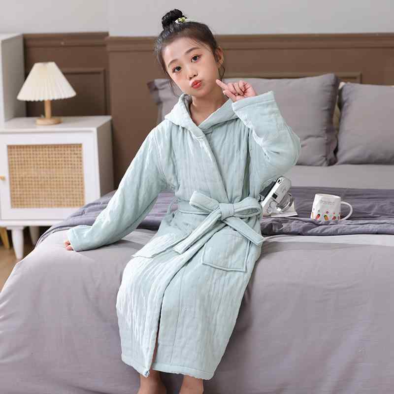 子供用バスローブ 厚手コットン キッズ 男女兼用 パジャマ 吸水性 ルームウェア ピンク グレー グリー..