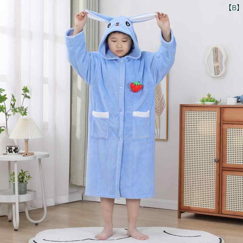 バスローブ キッズ 子供用 秋冬 フード付き 吸水速乾 柔らかい サンゴフリース ル...