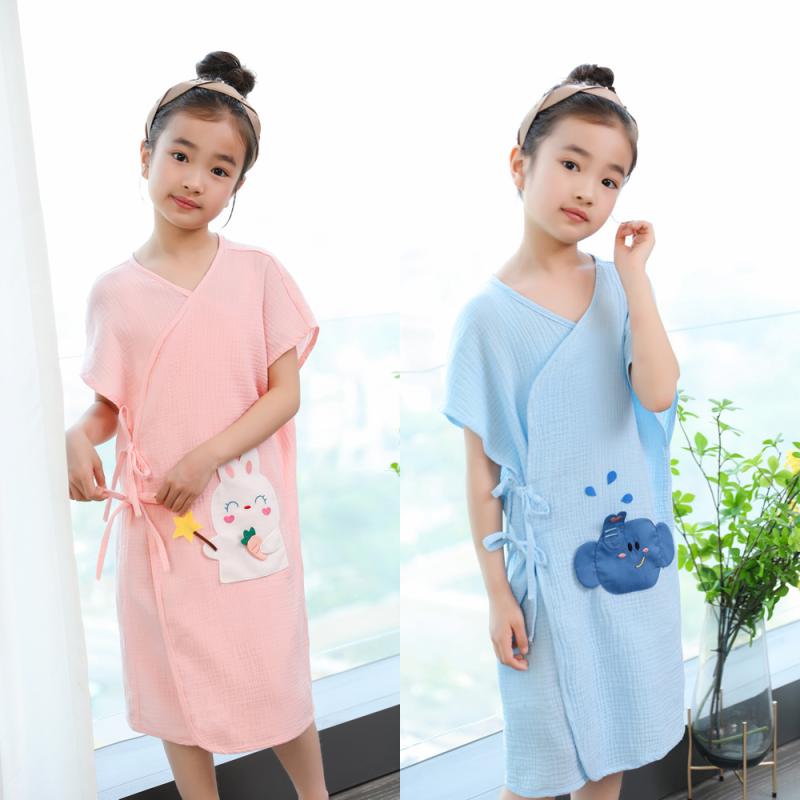 浴袍 子供用 女児 バスローブ 綿100％ 吸水速乾 フード付き ケープ 春夏 湯上り プール 水遊び