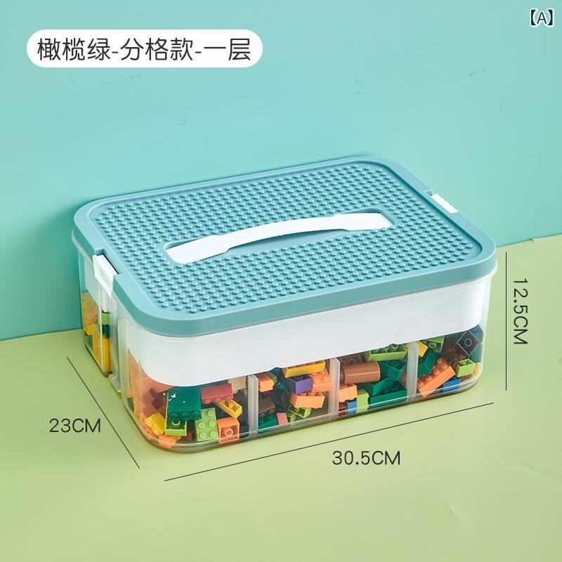 おもちゃ収納ケース レゴ ブロック 分類 整理箱 多層 格納式 玩具箱 グリーン イエ...