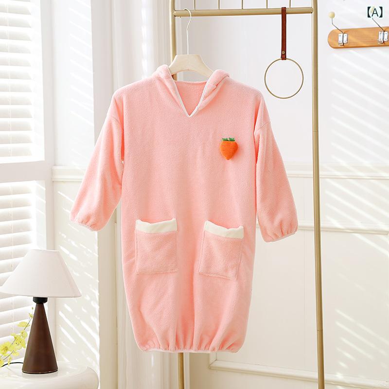 バスローブ キッズ 子供用 男女兼用 秋冬 フード付き コーラルフリース 吸水速乾 浴衣 寝巻き 部屋着 ルームウェア ピンク ブルー グレー 身長120-150cm