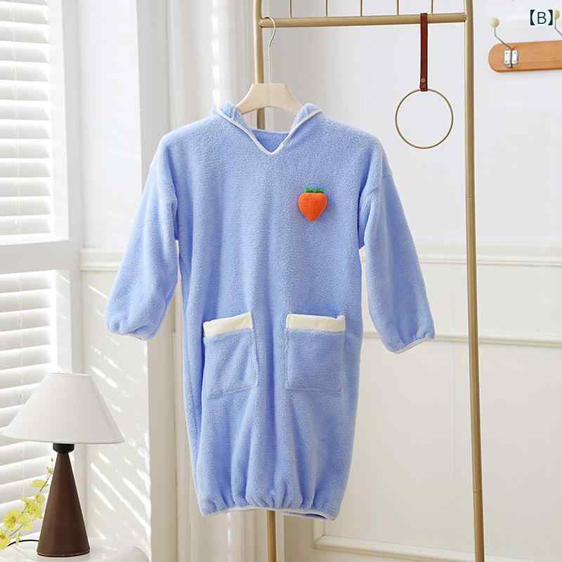 バスローブ キッズ 子供用 男女兼用 秋冬 フード付き コーラルフリース 吸水速乾 浴衣 寝巻き 部屋着 ルームウェア ピンク ブルー グレー 身長120-150cm