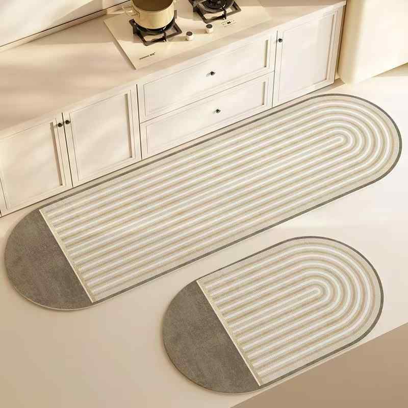 Kitchen Mats - マット キッチンマット 珪藻土マット 吸水速乾 滑り止め付き 楕円形 ストライプ柄 40*60cm 50*80cm 60*90cm 40*120cm 50*120cm 50*160cm 60*120cm 60*180cm