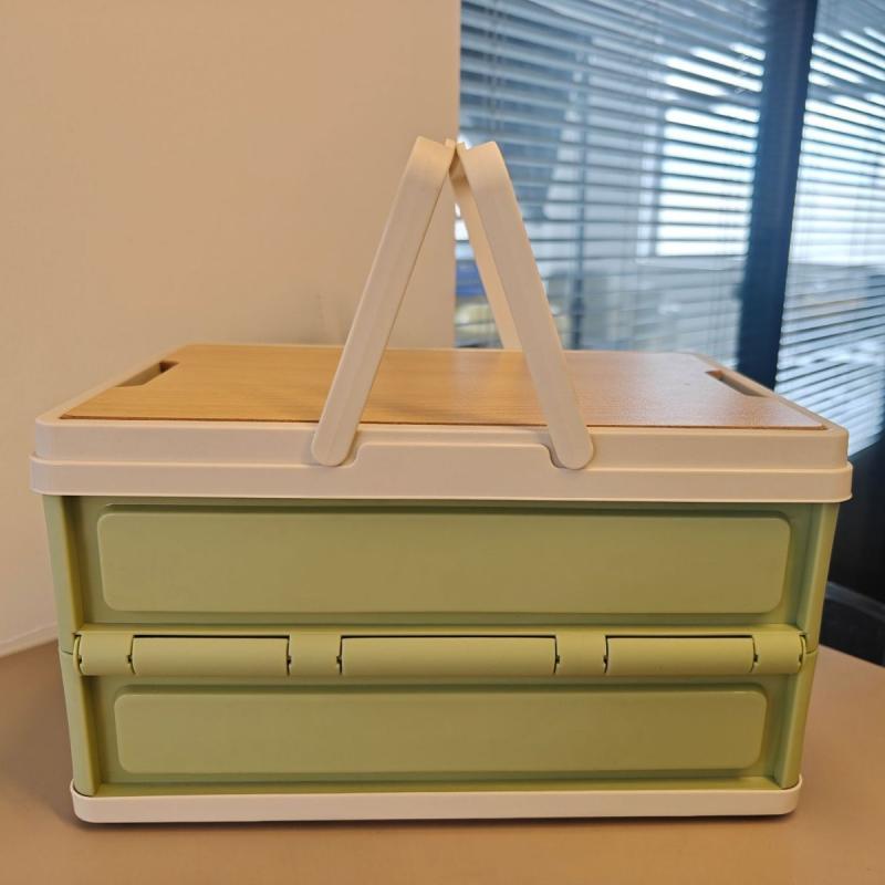 収納ケース レディース 折りたたみ 持ち運び可能 PP製 木蓋つき ピクニック 買い物かご ブルー オレン..