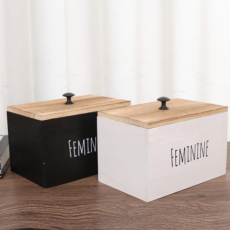 収納ボックス レディース 桐木 フタ付き 浴室 洗面所 ティッシュボックス 生理用品 収納ケース 整理整..