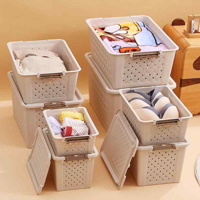 収納ケース プラスチック フタ付き 長方形 整理ボックス ランドリーバスケット 衣類収納 化粧品 雑貨 寝室