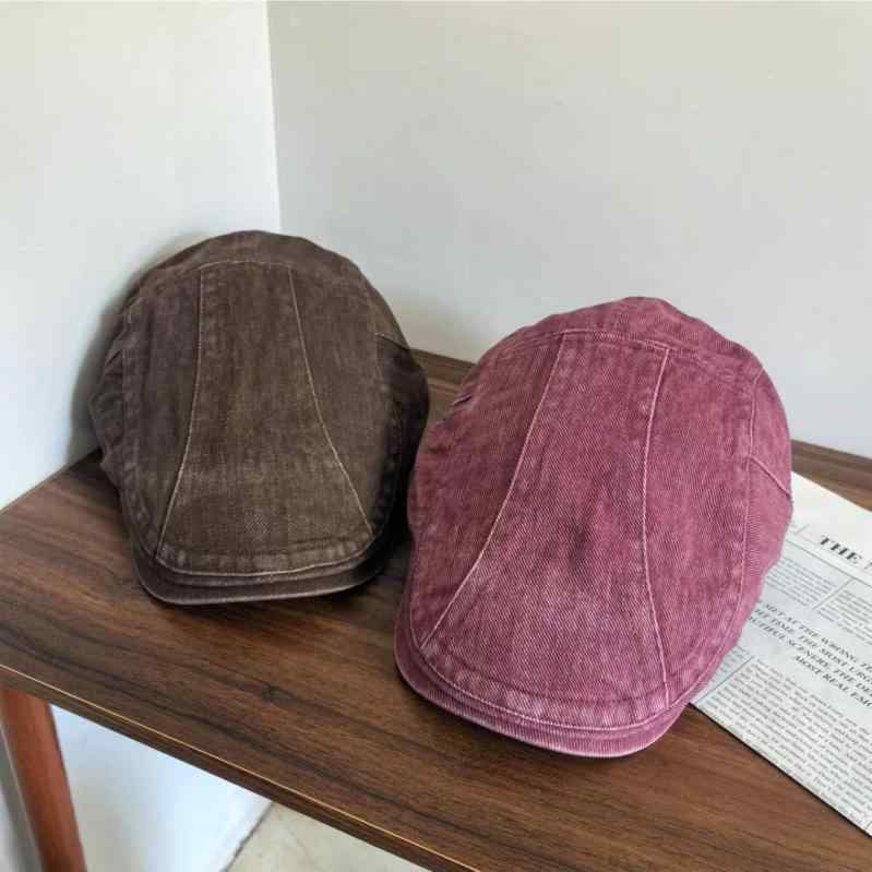 Hats - キャップ 帽子 メンズ レディース 進軍帽 平頂 短檐 鸭舌帽 韓国風 復古 ヴィンテージ風 ストリート 洗い加工 綿 素材 透気性 防晒 遮陽 四季 オールシーズン 黒 グレー ベージュ 個性 インスピレーション 風 甘酷 スタイル 普段使い カジュア