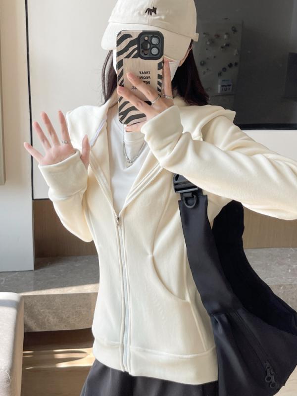 パーカー レディース 秋冬 裏起毛 フーディー スウェット ジップアップ カーディガン 配色 ゆったり スポーツウェア 普段使い 部屋着 ブラック ピンク系