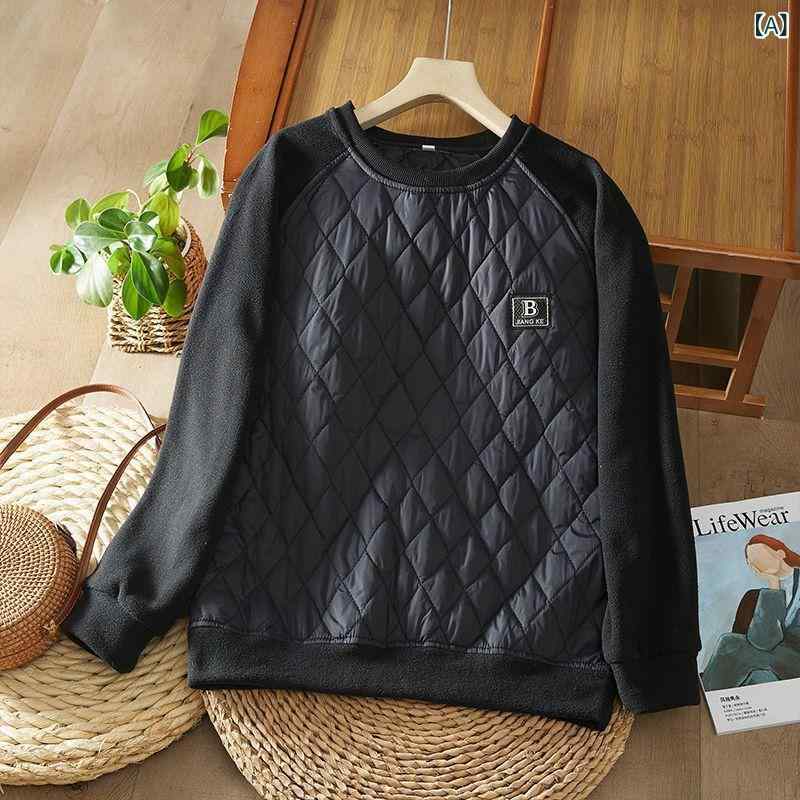 スウェット レディース 秋冬 あったか 防寒 裏起毛 ひし形 格子柄 ラウンドネック プルオーバー トップス チュニック ブラック レッド ベージュ M L XL 2XL 3XL