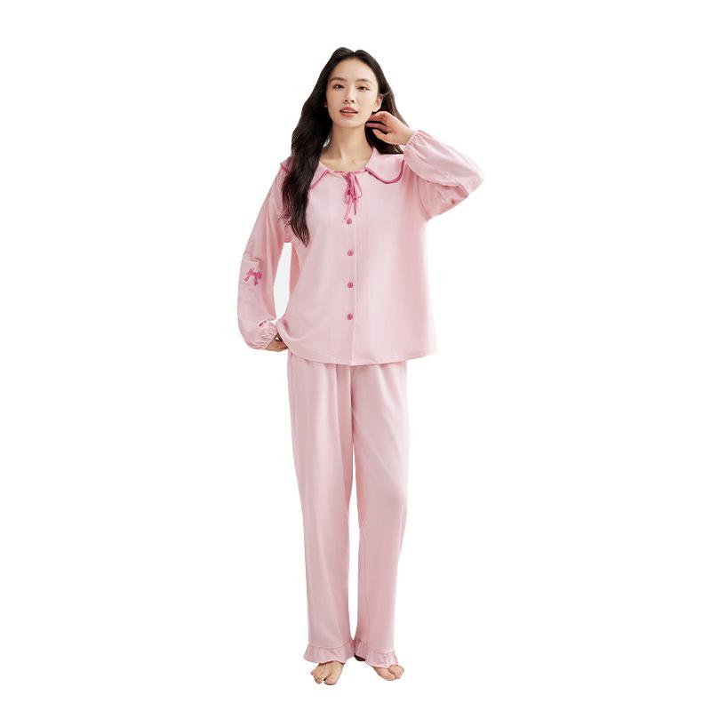 パジャマ レディース モダールコットン 春秋 長袖 上下セット 部屋着 ルームウェア かわいい 快適 通気..