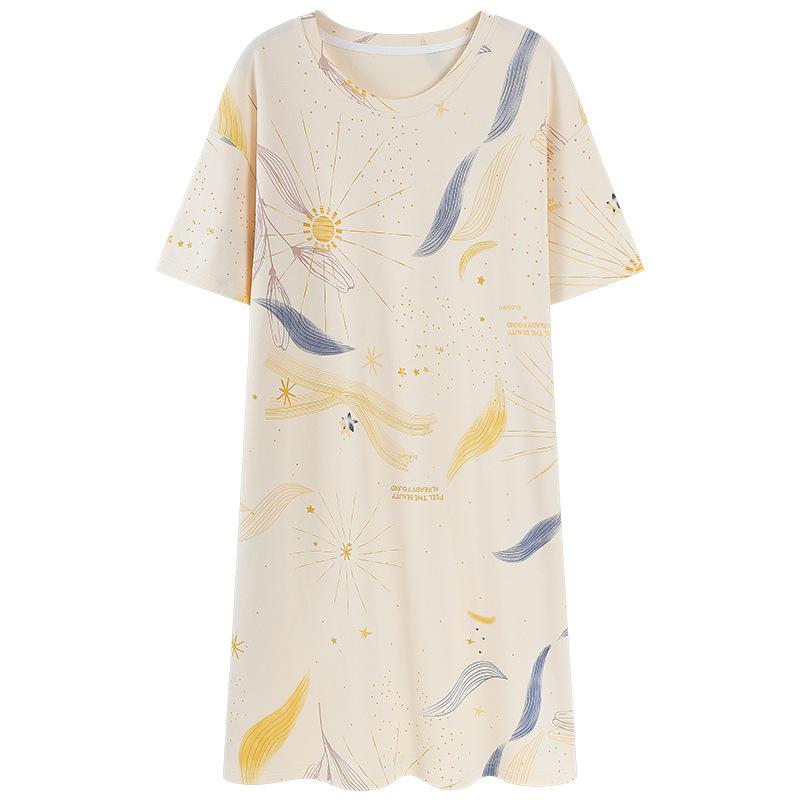 レディース パジャマ ワンピース 春夏 半袖 綿100％ 薄手 かわいい ルームウェア 部屋着 M L XL XXL