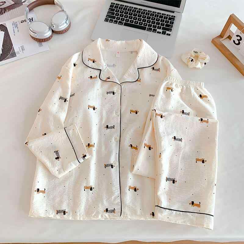 パジャマ レディース 春秋 長袖 前開き バストパッド付き かわいい 漫画 キャラクター ルームウェア 上下セット 部屋着 寝間着 リラックスウェア M L XL XXL