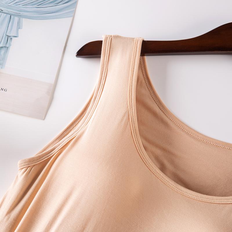 ワンピース レディース Modal モダール 接触冷感 スリップ 膝丈 キャミソール 薄手 ルームウェア 部屋着 春夏秋冬 ノースリーブ ラウンドネック ホワイト グレー ブラック ベージュ M L XL XXL