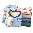 子供用インナー 上下セット キッズ ベビー あったか裏起毛 秋冬 パジャマ ルームウェア 再生繊維 カートゥーン柄 ピンク ブルー