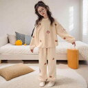 子供用パジャマ 上下セット フランネル 珊瑚フリース 厚手 暖か かわいい 刺繍 韓国風 秋冬 部屋着