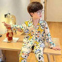 子供用パジャマ 長袖 前開き かわいい 動物柄 ストライプ チェック柄 綿 上下セット 春秋 冬 薄手 保温 キッズ 男の子 ボーイズ 幼児 小学生 ルームウェ...