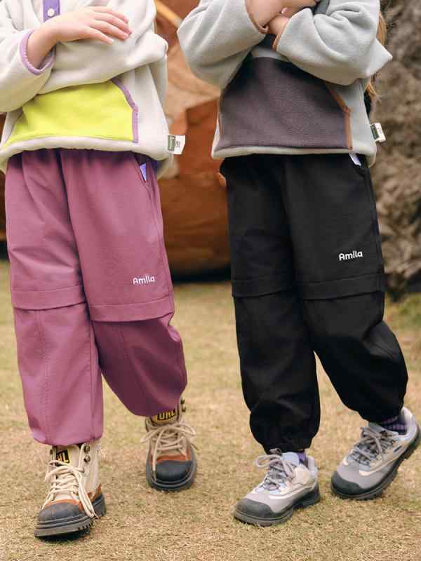 キッズ カジュアルパンツ ボーイズ ガールズ 子供服 ワークパンツ 運動着 束脚パンツ ポリエステル 無地 カートーン柄 レター柄 ブラック カーキ パープル 90cm 100cm 110cm 120cm 130cm 140cm 150cm 160cm