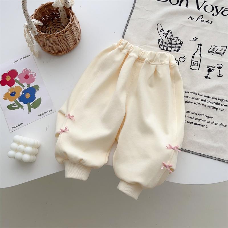 子供服 パンツ 女児 ベビー 衛パンツ ガールズ かわいい 蝶結び ロングパンツ 幼児 休闲パンツ 春秋 コットンブレンド A类 中腰 イエロー ピンク系 73cm 80cm 90cm 100cm