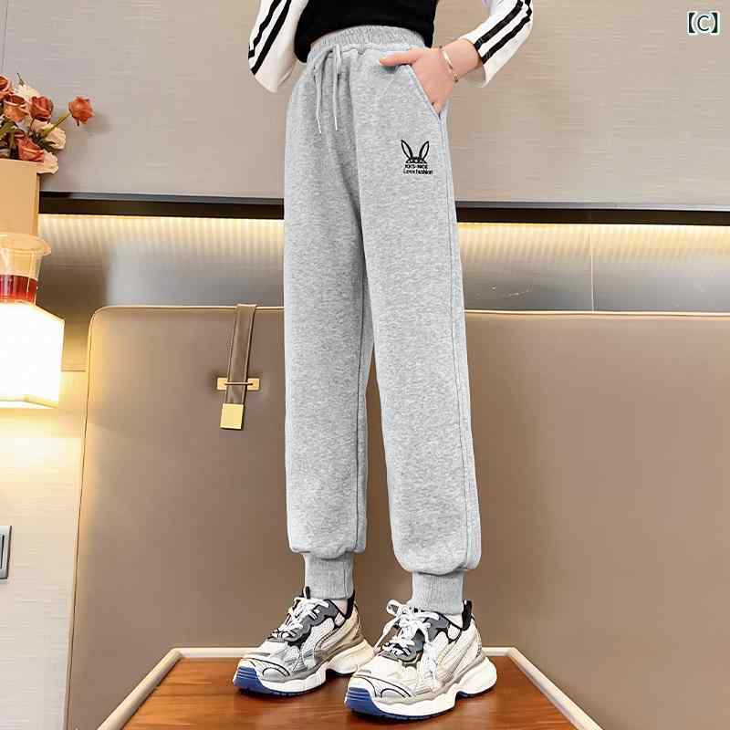 シャドーテールのパンツ キッズ 女の子 裏起毛 スウェットパンツ カジュアル 長ズボン 秋冬 高学年 子供服 ガールズ 普段着 部屋着 スポーツ 伸縮性 ウエストゴム 120 130 140 150 160｜アングル3