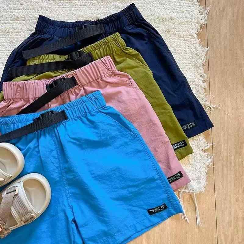 キッズ ハーフパンツ 男の子 速乾性 ポリエステル 薄手 アウトドア カジュアルパンツ スポーティー 中大童 皮粉黄 海湾藍 孔雀藍