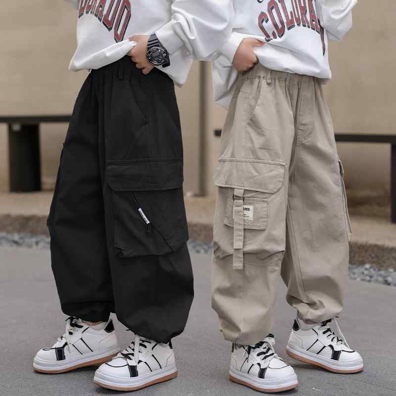 乐天商城 - 子供服 パンツ 男の子 ボーイズ 長ズボン ロングパンツ カーゴパンツ ワークパンツ コットン 100% 無地 8歳以上 春秋 カジュアル 普段着 部屋着 運動着 黒 ブラック ベージュ