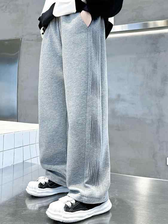 子供服 パンツ ゆったり ストレート ワイドレッグパンツ 春秋 中大童 男の子 ボーイズ カジュアル ズボン ポリエステル 無地 120cm 130cm 140cm 150cm 160cm 170cm ブラック グレー