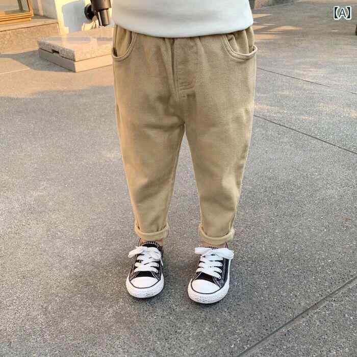 Other - 子供用パンツ 春秋 男の子 カジュアルパンツ ロングパンツ ボーイズ 幼児 小学生 韓国風 カーキ色 ブラック 深棕色