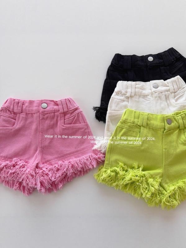 子供服 ショートパンツ 女の子 夏 韓国風 コットン 短パン 小学生 ホットパンツ ゆったり かわいい フリンジ付き 接触冷感 薄手 スポーツ 普段着 ガールズ 女児 ピンク系