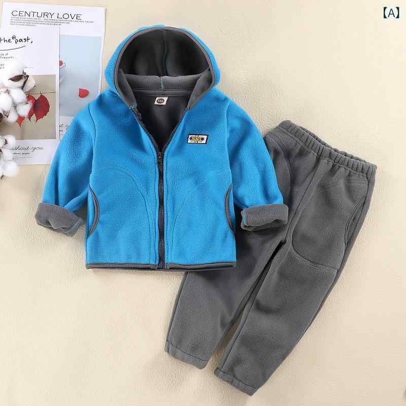 子供用フリースセットアップ 上下セット 中 పెద్దサイズ 男女兼用 ジャケット パンツ フード付き 厚手 春秋 冬 90cm 100cm 110cm 120cm 130cm 140cm 150cm 160cm カジュアル 普段使い