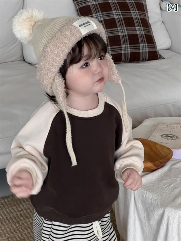シャドーテールの子供用スウェット スウェットパンツ 上下セット 秋冬 厚手 裏起毛 韓国風 ベビー服 男の子 ボーイズ ウェア カジュアル かわいい 73CM 80cm 90cm 100cm｜アングル2